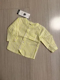 プチバトー オーガニックコットン イエロー ストライプ シャツ　6m