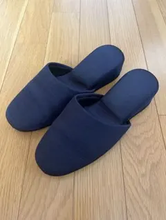 ネイビー ヒールスリッパ