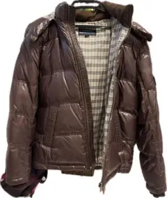 ブラウン ダウンジャケット ファー付き BURBERRY レディース メンズ
