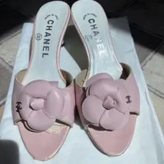 CHANEL カメリア サンダル ミュール ピンク　難あり！のサムネイル