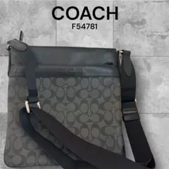 美品✨コーチ ショルダーバッグ チャールズ シグネチャー PVC レザー 黒