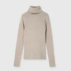 anuans カシミヤブレンドフィットリブニットプルオーバー