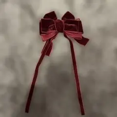 ベルベット　ワインレッドヘアリボン　クリップ