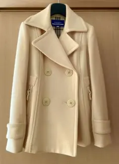 訳あり【希少品】クリーム色 ダブルブレスト ピーコート　36　日本製