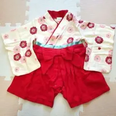 お食い初め　花柄ロンパース　女の子60cm