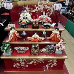 ＊ひな祭り＊雛人形＊木製収納五人三段飾り＊