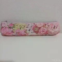 花柄 ピンク ジッパー 筆箱 ペンケース