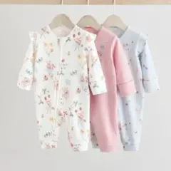 NEXT ロンパース 花柄フリルロンパース3点セット ファスナー 95 2〜3歳
