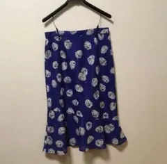 ロングスカート　花柄　紫色　古着　昭和レトロ　ヴィンテージ　マーメイド