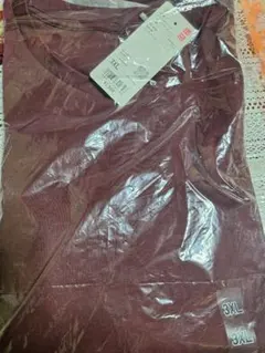 UNIQLOスムースストレッチコットンクールネックTワイン色3XL長袖Tシャツ