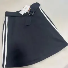新品　裏ポカ　ラインスカート　ブラック　160