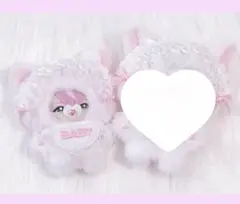 にじぱぺっと ぬい服　着ぐるみ　10cm　スタイ　ぴんく　ねこ しろ