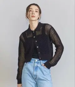 BEAUTY&YOUTH メッシュニットカーディガン