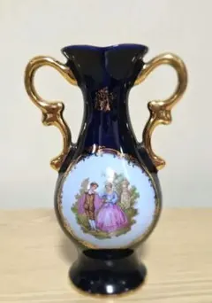 【美品】リモージュ カステル 花瓶 一輪挿し コバルトブルー 22金 フランス製のサムネイル