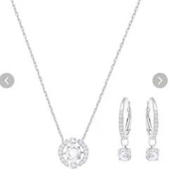 正規品スワロフスキーネックレスピアスラウンドカット※値下げ不可！