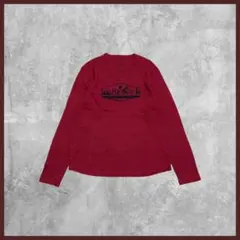 US古着 TRUE CRAFT プリント サーマルロンT 長袖 レッド Lサイズ