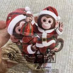 クリスマス サル 木製オーナメント 8個セット