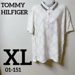 TOMMY HILFIGER トミーヒルフィガー ポロシャツ XL 格子柄 ゆる