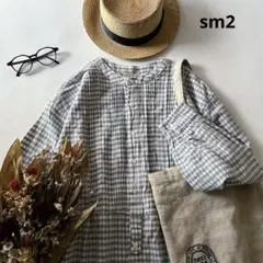 a1151＊ サマンサモスモス バンドカラー 前開き コットンリネン ワンピース