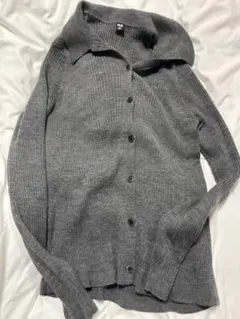 UNIQLO グレー リブ編みカーディガン XL