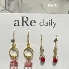 大人可愛い ピアス 2点セット イヤリング変更可 サージカルステンレス　レッド
