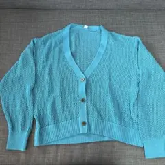 UNIQLOターコイズ ニット 長袖カーディガン