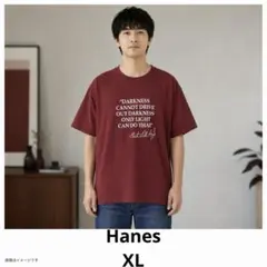USA古着 Hanes XL 宗教 メッセージ 半袖 Tシャツ ボルドー レッド