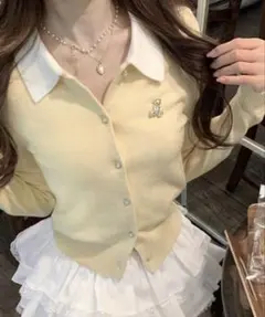 SHEIN イエローカーディガン