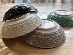 Francfranc ボウル3点+おまけ おしゃれ 茶碗 皿鉢凹凸カラフルボウルのサムネイル