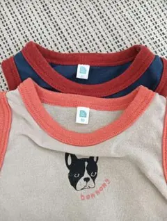 犬イラスト タンクトップ 2枚セット 80