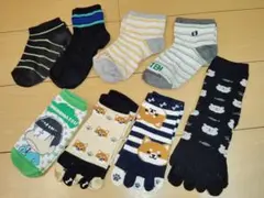 キャラクター柄 キッズ5本指ソックス 8足セット