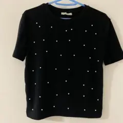 ZARA TRAFALUC パール付き 半袖カットソー パールトップス