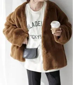 【値下げ】Discoatファージャケット⭐︎ノーカラージャケット