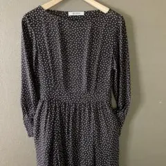 Nano universe ロングワンピース　ドット　ブラウン　ティアード