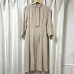 CELFORDセルフォード/ボウタイプリーツワンピース36ベージュ