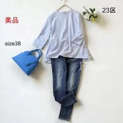 シアサッカーストライプカットソー　size38　23区