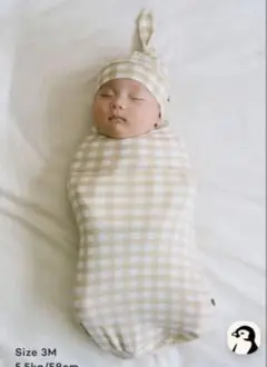 Konny Newborn バンブースワドルポーチ&結び帽セット クリーム