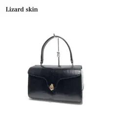 【良品】Lizard skin リザード /ツイストゴールド金具/ ハンドバッグ