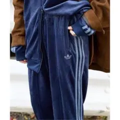 超希少★アディダス ベッケンバウアー ベロアトラックパンツ ネイビー紺 S