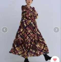 【美品】 manana suerte ティアード ワンピース シャツ チェックのサムネイル