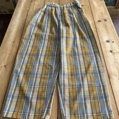 sm2★チェック柄イージーストレートパンツ★マスタード