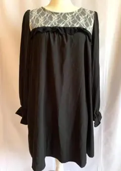 axes femme 花柄レースワンピース ブラック Aライン 長袖 M