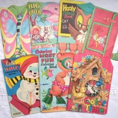 7冊レアなヴンテージ塗り絵 絵本 児童書 洋書 アンティーク ジャンクジャーナル