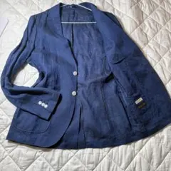 ナノユニバース ハードマンズリネン100% テーラード ブルー 48 アンコン