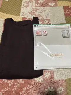 ユニクロC 極暖ヒートテックカシミヤブレンドクルーネックT ダークパープルXL