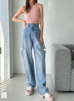 グレイル　GRL サイドカッティングデニムパンツ[cu273] XS