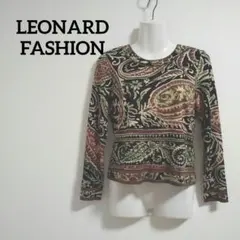 ky206 レオナールファッション 長袖トップス 黒系 総柄プリント M