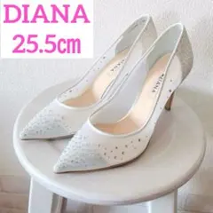 【新品】DIANA ダイアナ　クリスタルストーンパンプス　大きいサイズ25.5㎝
