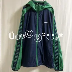 訳あり NIKE ナイキ ナイロンパーカー ネイビー×グリーン メンズ