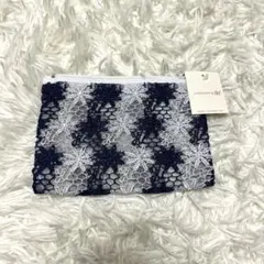 CHIKAZAWA & YU レースポーチ ネイビー/ホワイトの小物入れポーチ